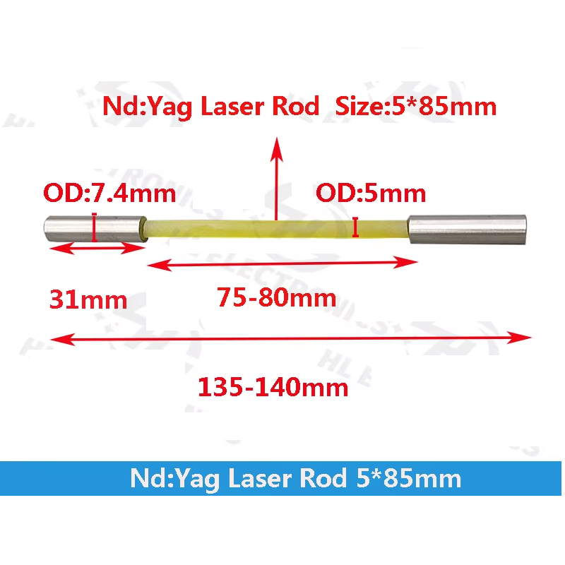 Laser Rod Crystal para Laser Nd Yag 5x85mm