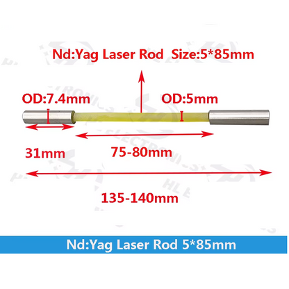 Laser Rod Crystal para Laser Nd Yag 5x85mm
